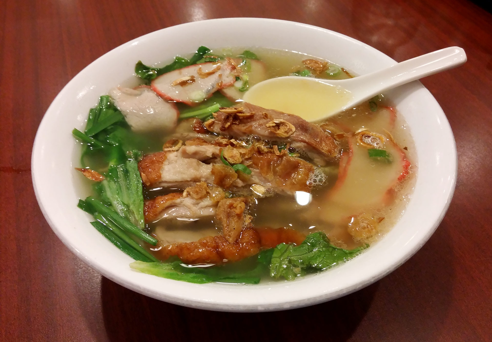 Chinese noodles with roast duck and pork
